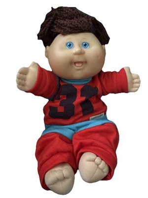 VTG Cabbage Patch Kids Doll Blue Eyes Brown Hair 1 Dimple Open Mouth CPK Clothes