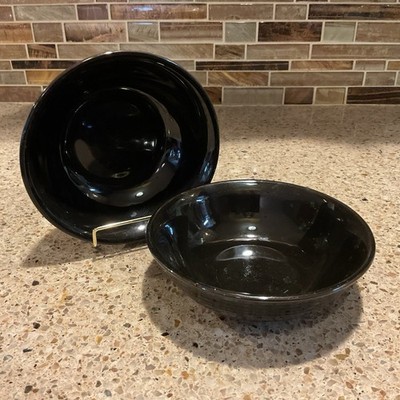 Essential Home Black Ribbed 6  Stoneware Fruit/ Cereal Bowls Set Of 2