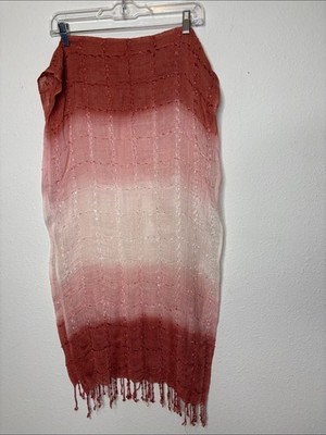 Ombre Rust to Cream Lightweight Knit Scarf