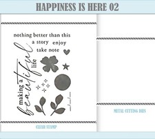 HAPPINESS IS HERE 2 Stamps and Metal Cutting Dies DIY Scrapbooking Album card