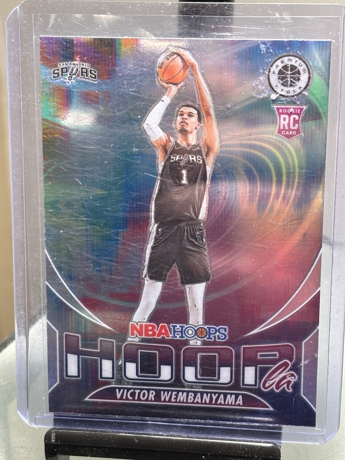 23-24 Panini Nba Hoops Premium Stock Hoopla Victor Wembanyama #5 Silver Prizm RC