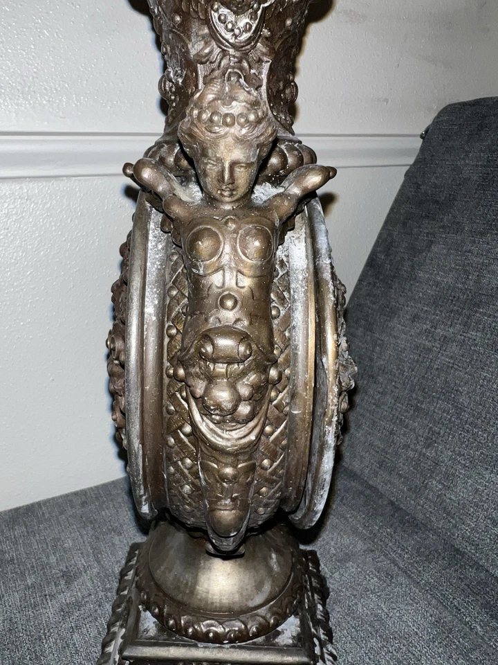 Antique Heavy Cast Silver Metal Urn Figural Ewer Ornate Art Nouveau - Image 3 of 4