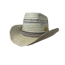 Vintage Straw Cowboy Hat 7 1/8 Western Ventilated Leather Band Eagle Pin Ranch