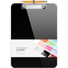 Plastic Clipboard with Pen Holder, 10 Thicker Clip Boards 8.5x11 with Low