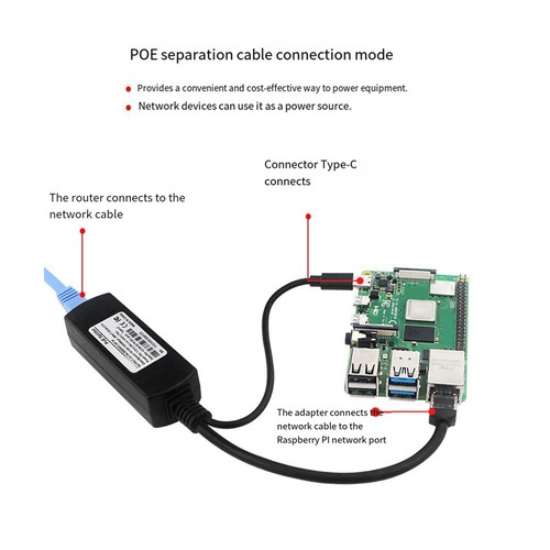 Für 4B Poe Splitter 10/100/1000Mbps 5V 3A Typ C Poe Splitter für 4B E2R97512 - Bild 3 von 7