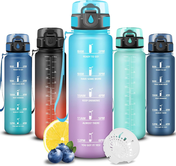 Trinkflasche Sport, Wasserflasche 1L, Trinkflasche Auslaufsicher, Flasche Mit Ze-image