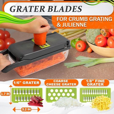 Kitchen Vegetable Chopper 16 Piece Food Dicer Mandoline Slicer with Storage Box