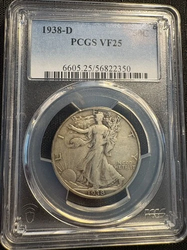 1938 **D** WALKING LIBERTY HALF DOLLAR **PCGS VF25**