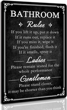 Tin Metal Sign Bathroom Rules Wall Decor Please Flush Toilet 8x12