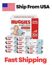 Huggies Simply Clean Unscented Baby Diaper Wipes, 11 Flip-Top Packs 704 Wipes T