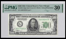 Series 1934 $500 Federal Reserve Note Chicago Fr.2201-Gdgs PMG VF30