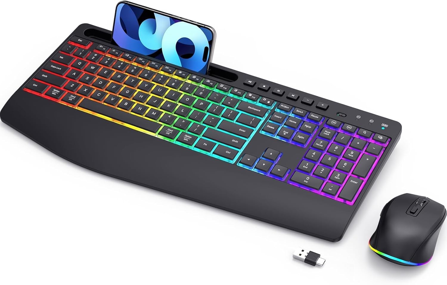 Wireless Keyboard and Mouse Combo - Dual System RGB Backlit 