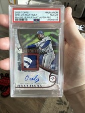 2025 Topps Series 1 Orelvis Martinez 2/5 Major League Mat Patch Auto & Red PSA 8