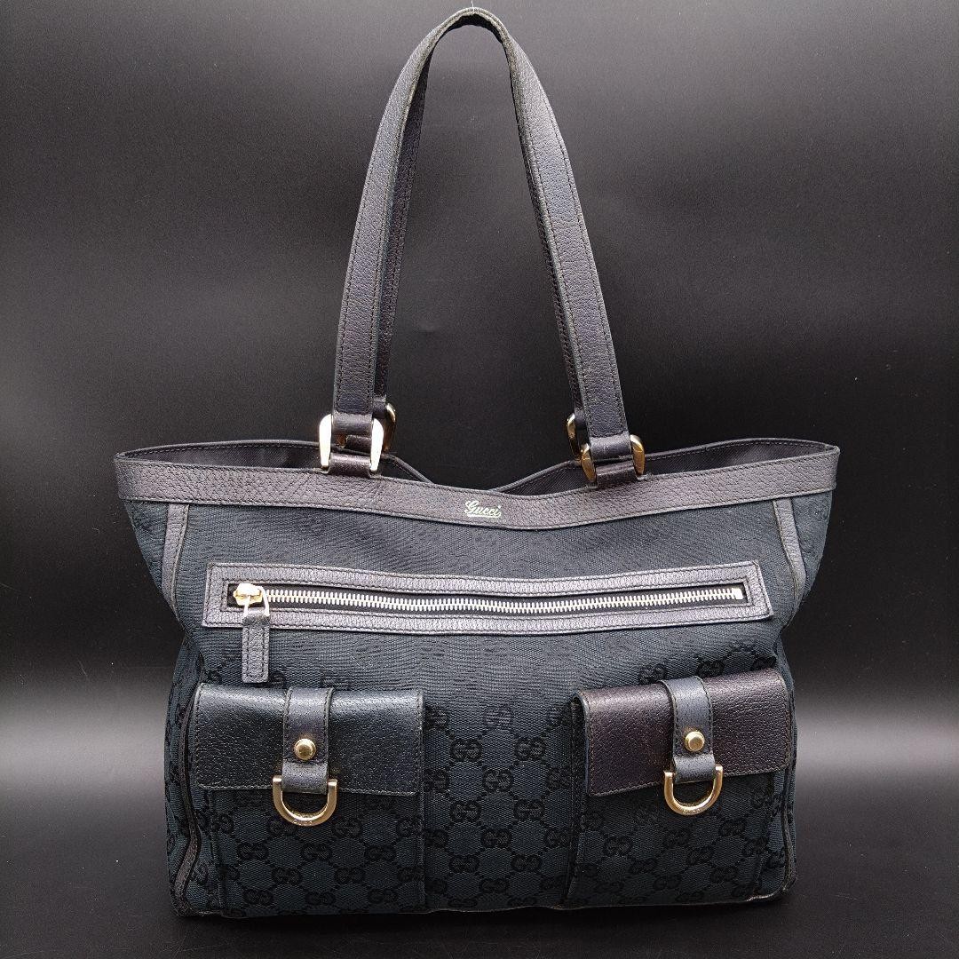 GUCCI GG Pattern Canvas Tote Bag 146247 A4 Size Black From Japan Authentic thumbnail 2