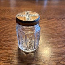 Bottiglia barattolo vetro goffrato Moroline vintage con coperchio tenuta gelatina di petrolio alta 2,5"