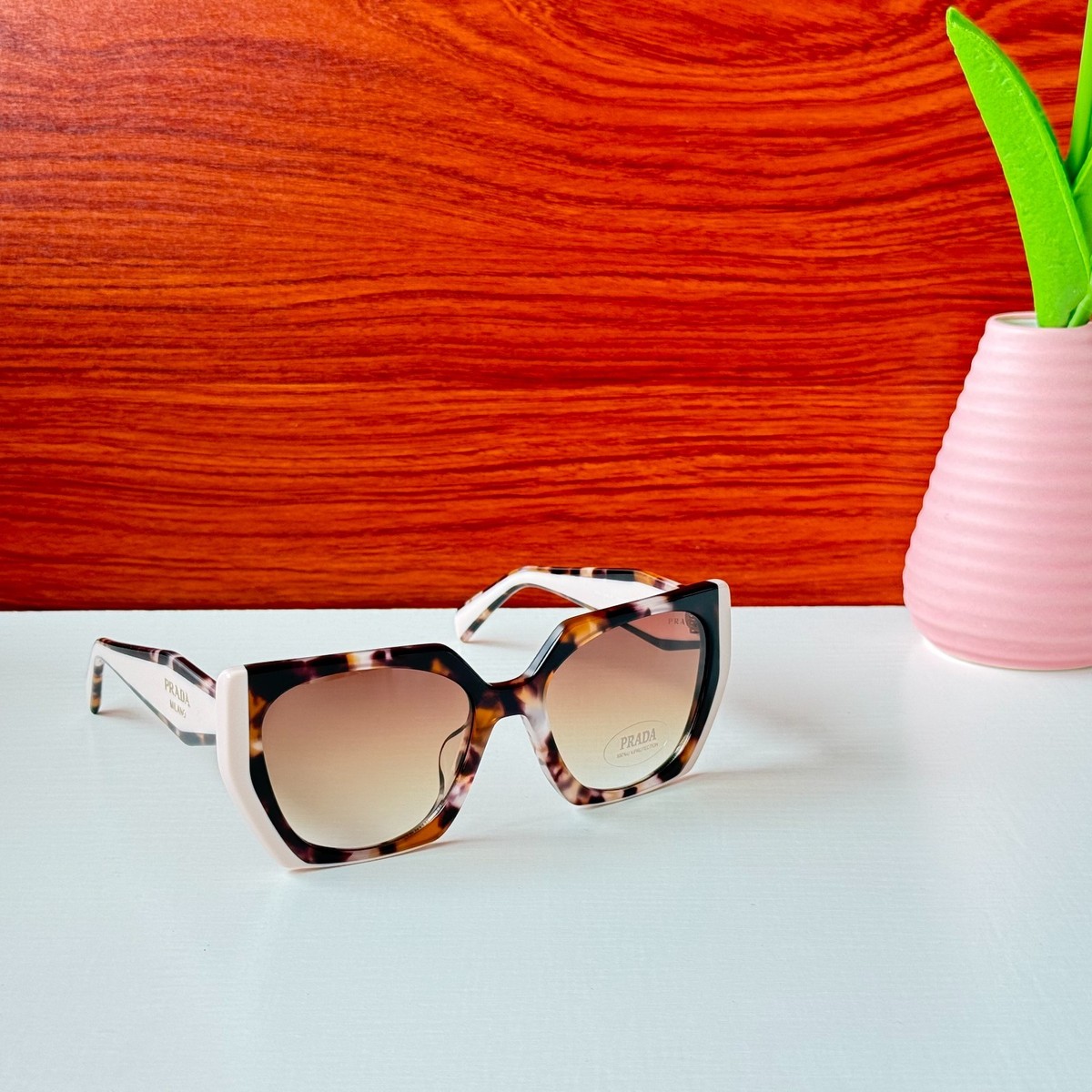 Prada SPR 57U Tortoise Oversized Square‎ Sunglasses 54mm Made in Italy PRADA EYEWEAR Square-frame tortoiseshell acetate sunglasses  main image 2