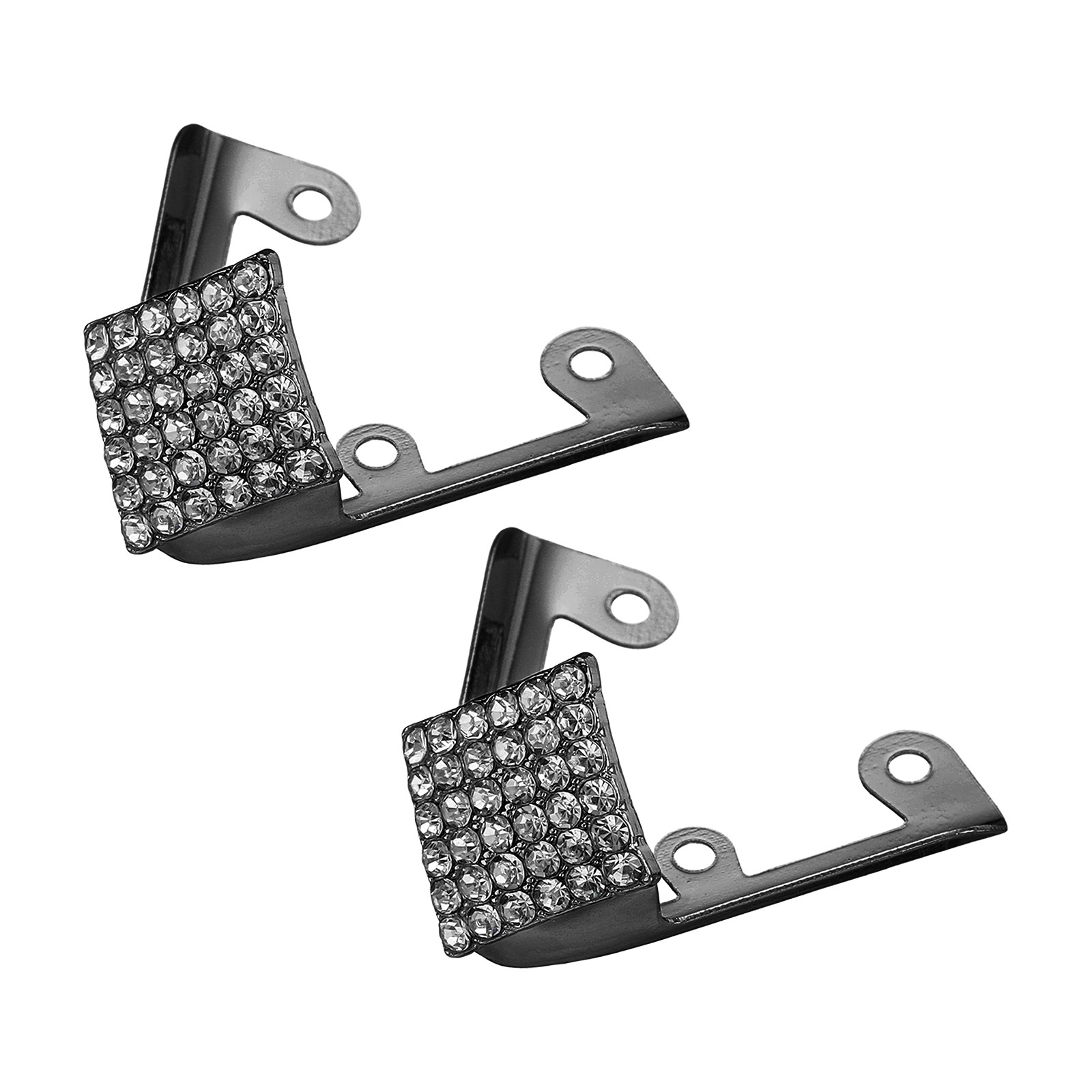 2 Piezas Tapas para Zapatos Metalicas con Rhinestones, Negro, para Protección