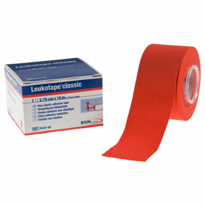 BSN Leukotape Classic, Sport Tape, Tape Verband, 10 m x 3,75 cm, rot