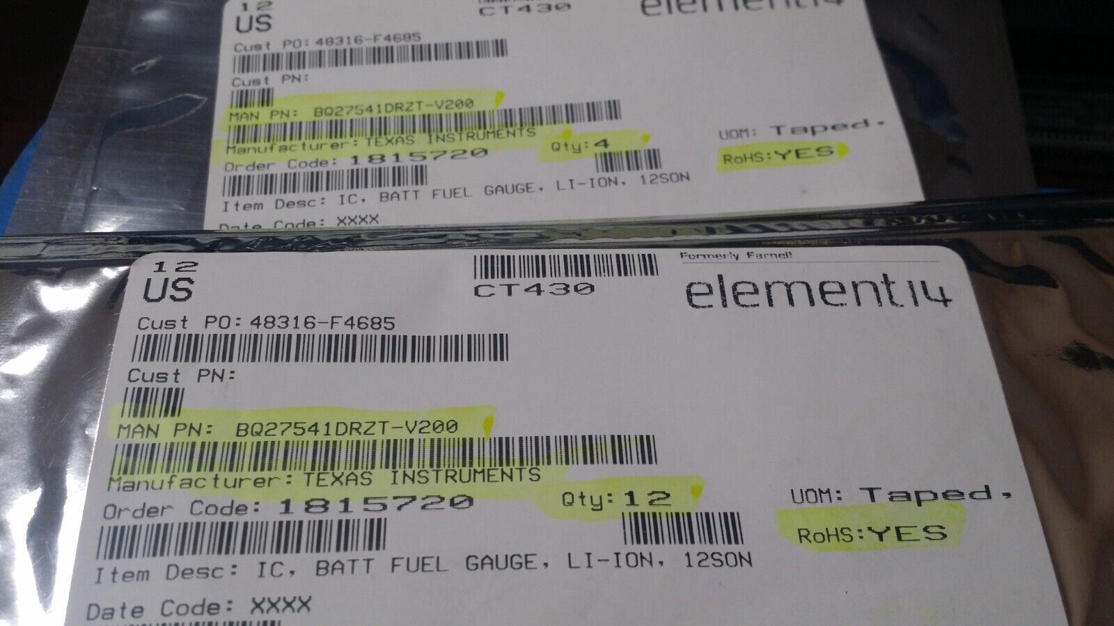 (1 PC) BQ27541DRZTV200 TI IC BATT FUEL GAUGE LIION 12SON ROHS eBay