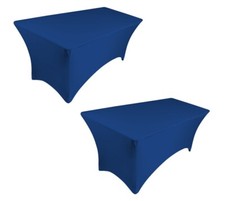 Tektrum 2 Pack 8 ft Long Stretch Spandex Tablecloth/Fitted Table Cover Blue
