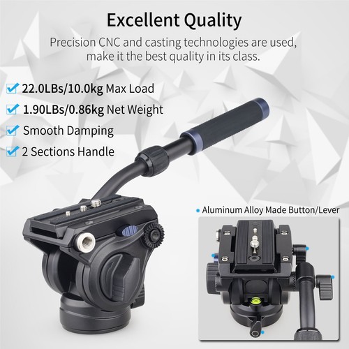 F60/F80 Drag Pan Cameras Video Heavy Duty Tripod Fluid Head for DSLR Camcorders - Picture 11 of 27
