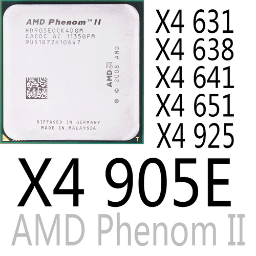 AMD Phenom II X4 631 X4 638 X4 641 X4 651 X4 905E X4 925 AMD CPU Processor - Afbeelding 1 van 7