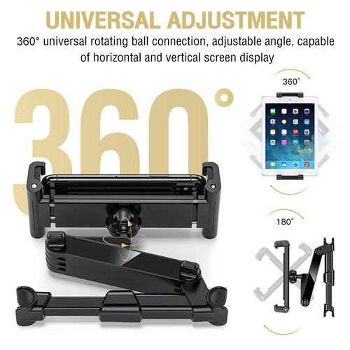 1*Car Universal Telescopic Back Seat Phone Holder Tablet Support Black Part