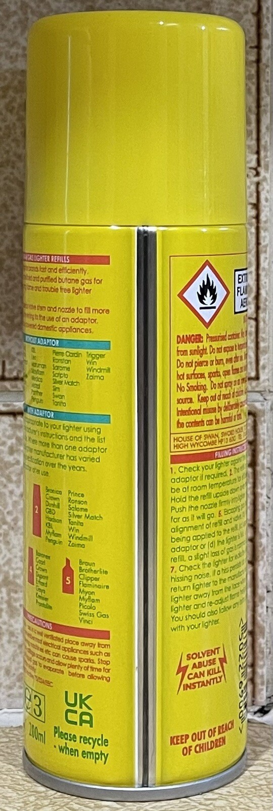 UNIVERSAL GAS LIGHTER REFILL SWAN 200 ml Fill All Major Lighters Select