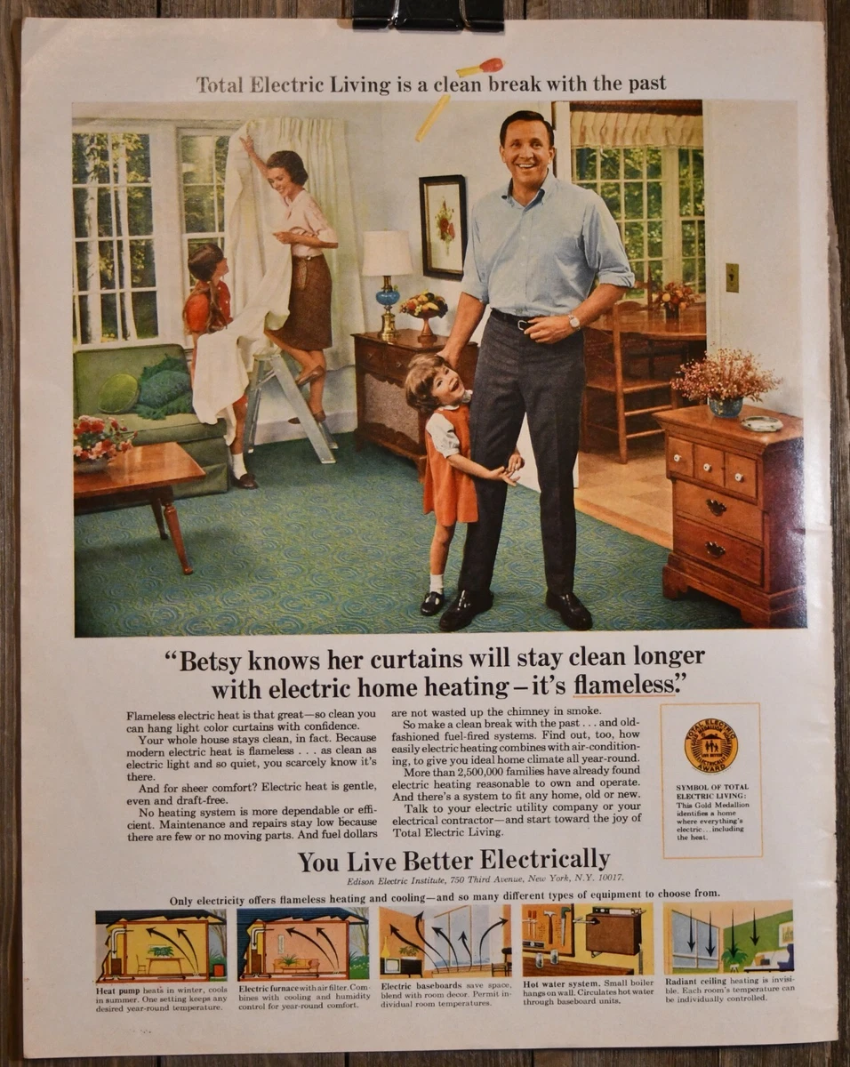 1967 Edison Electric Institute Flameless Heater Electricity Full Page Print  Ad | eBay