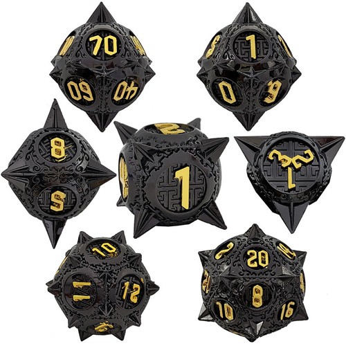 Metall RPG 7 Würfel Set Polyedrisch Rollenspiel Würfelzeit DND DSA 13 Farben - Picture 17 of 27