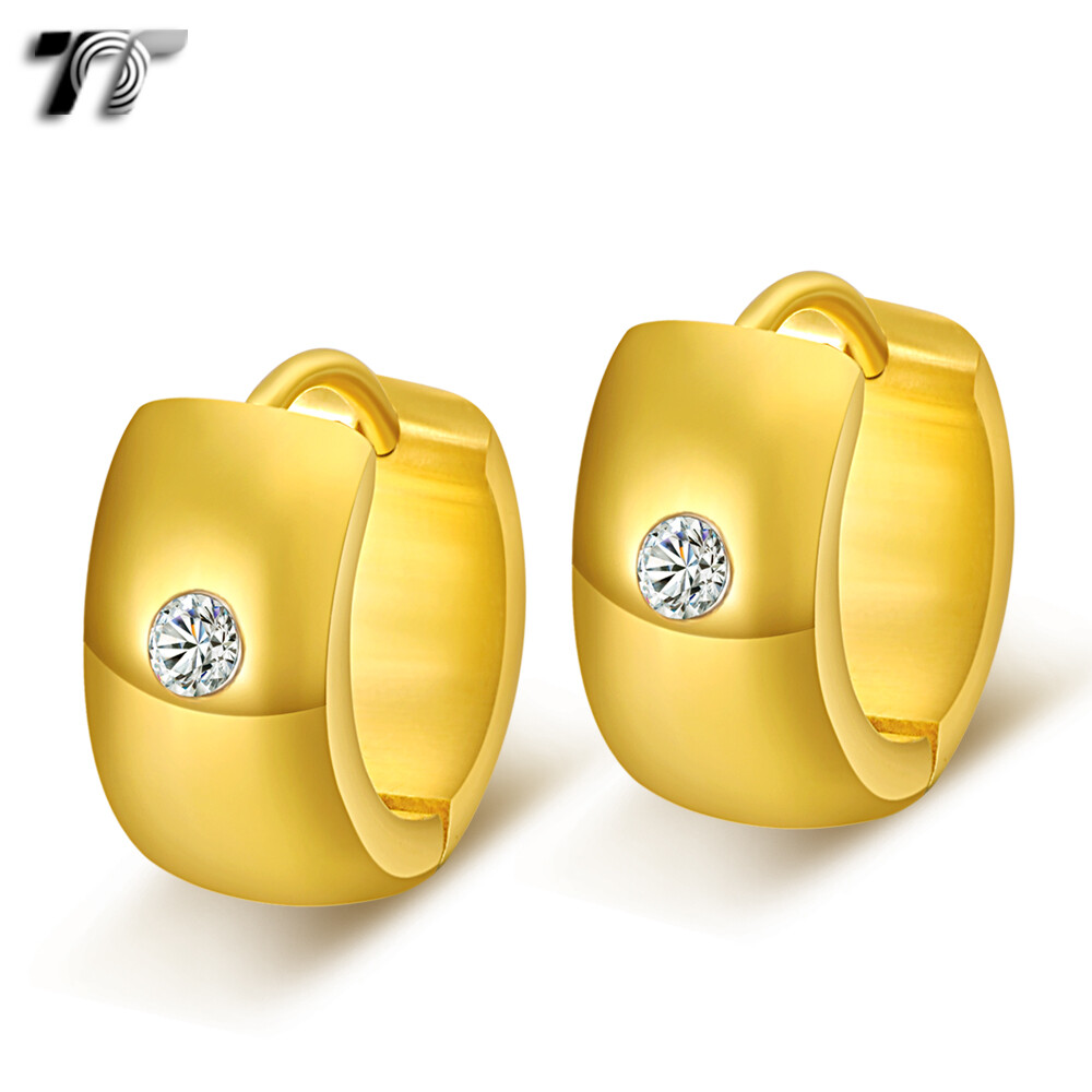 TT Stainless Steel Thick Hoop Earrings (EH80J) NEW