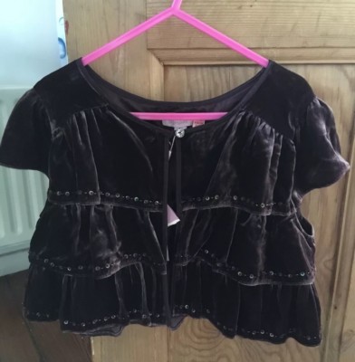 Purple Monsoon Kids Velvet Shrug/Bolero/Age 10-12/New Tags