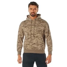Mens Desert Digital Camo Hooded Sweatshirt - Rothco Fleece Lined Cotton Hoodie