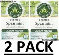2 PACK - Traditional Medicinals Organic Spearmint Tea 16 Bags (Total 32 Tea Bag)
