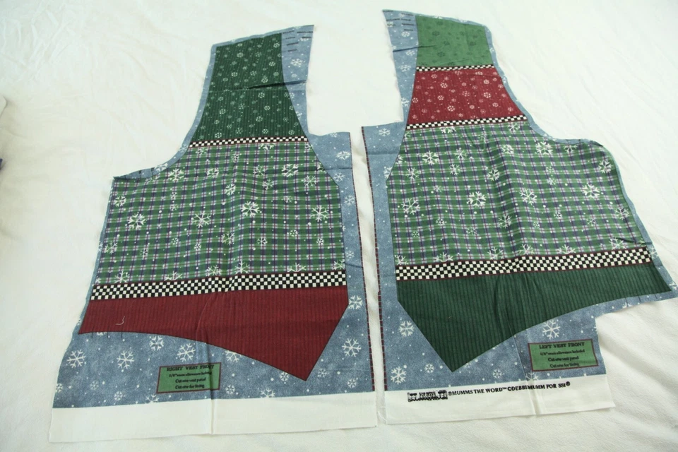 Debbie Mumm Invierno Locuras Chaleco Panel + Forro Tela Azul Copo de Nieve Pingüino Años 90 Foto 2 de 4