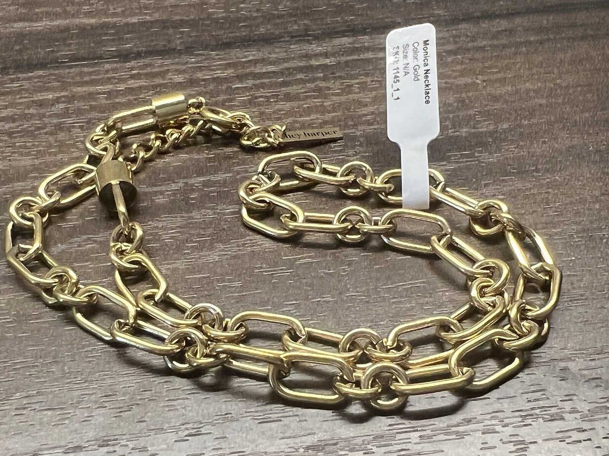 【hey harper】防水 Monica チャンキーチェーンリンクネックレス Hey Harper Monica Necklace - Gold Tone - waterproof jewelry