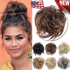 NEW ARRIVALS!! 7" Long Messy Curly Bun Real As Human Hair Extensions Ombre Pc US