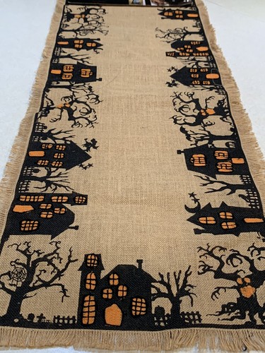 Cynthia Rowley Halloween Rustic Jute Burlap Table Runner 90” NWT - Picture 6 of 8