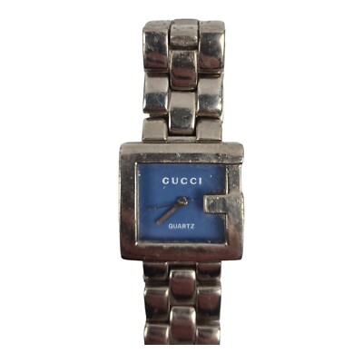 GUCCI G timeless Damen Armbanduhr Stahl blaues Zifferblatt Quarz selten