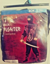 NINJA FIGHTER COSTUME BY FUN WORLD BOY SMALL 6 FREE FAST SHIPPING RED NINJA