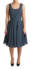 DOLCE & GABBANA Dress Blue Dotted Cotton A-Line Gown IT40 / US6 / S RRP $1400