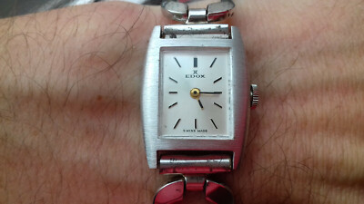 Edox 200188 Steel Rectangolo Vintage Collection NOS Montre Swiss Made Watch Uhr