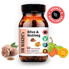 DR WAKDE'S Bilva & Nutmeg Capsules | 60 Veg Caps | Ayurvedic Supplement | Veg...