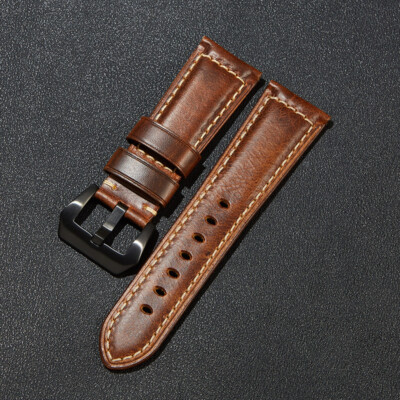 High-grade Italian Vintage Oil-waxed Genuine Leather Watch Band 20/22/24/26mm
