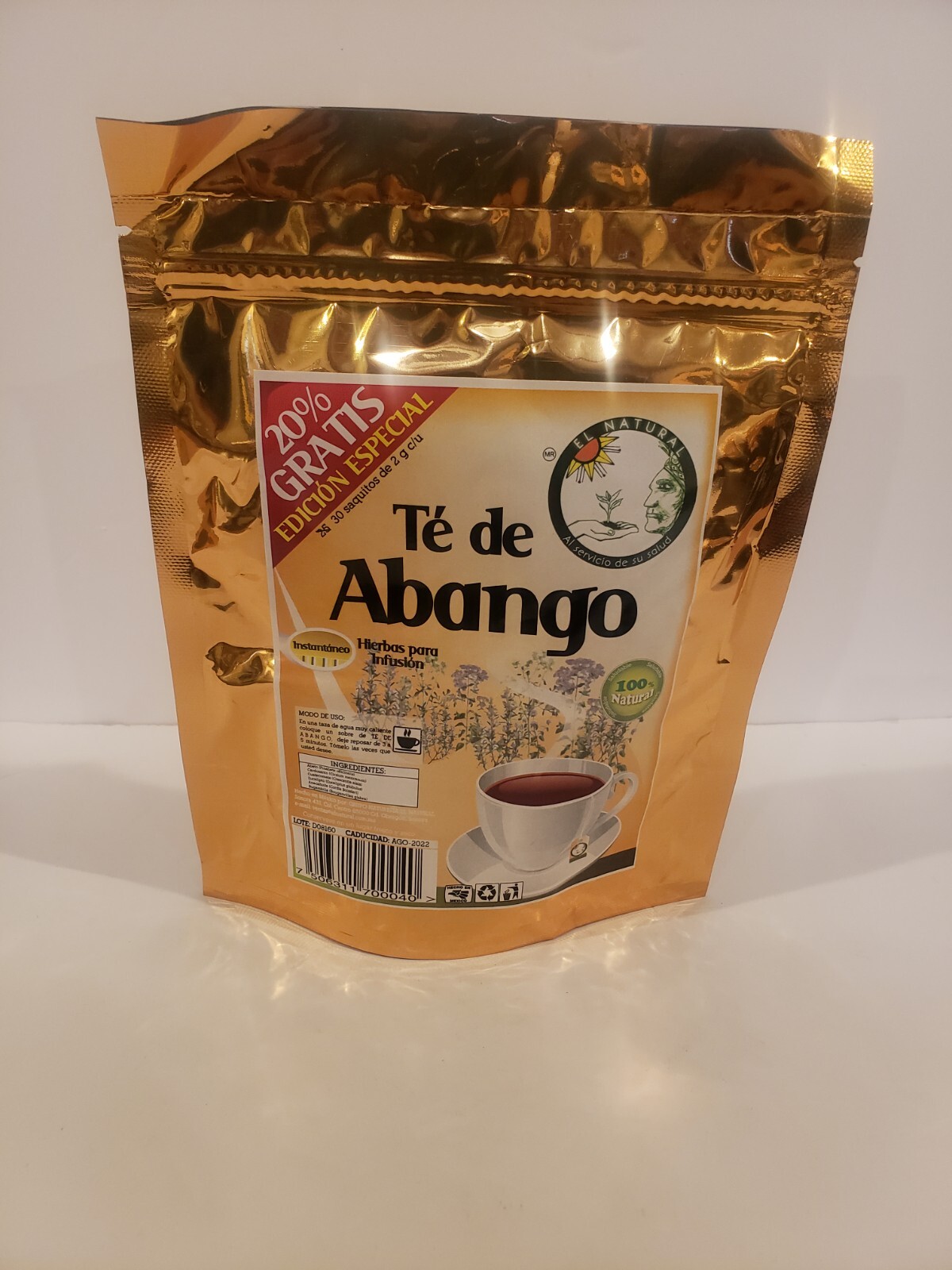 TÉ DE ABANGO 30 SOBRES/BOLSAS ""Dolor de Garganta, Resfriados Vías Respiratorias