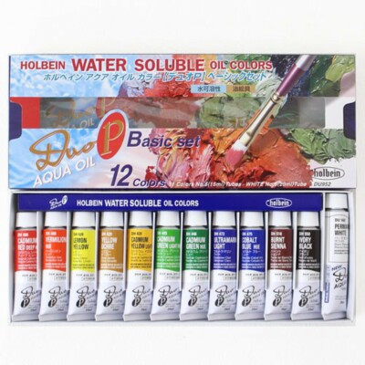 Holbein Duo Aqua wasserlösliche Ölfarbe 12 Farben Basic Set 15ml DU952 Japan