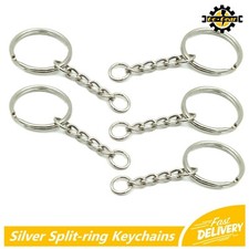 SPLIT RING KEYCHAINS Keyring Silver Link Set Key Chain Charms Rings Craft Trade