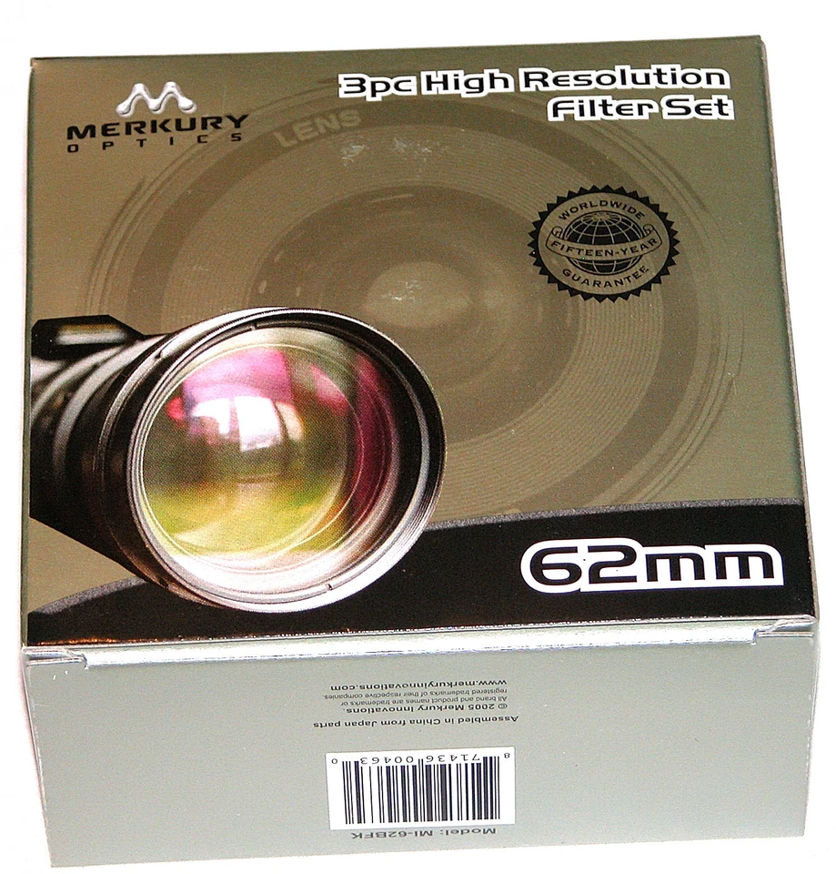 62mm 3P Hi Def Pro Lens Filter Kit UV PL FLD Japan MC Merkury Round 62 mm - Image 2 of 2
