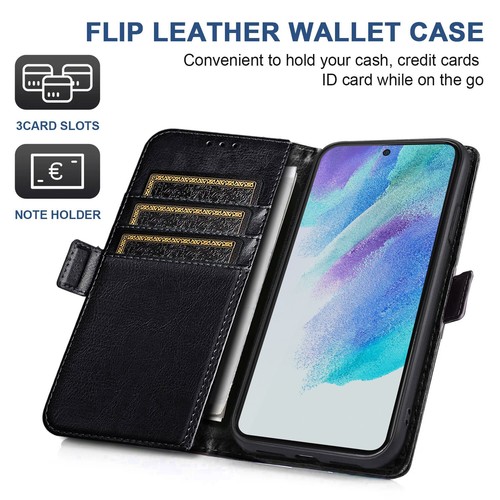 Funda tipo billetera de cuero para Samsung Galaxy S21 FE 5G protector de pantalla de privacidad - Imagen 25 de 39