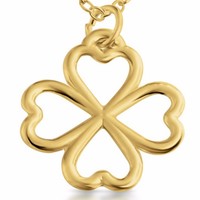 Four Hearts Leaf Clover Pendant 14k Gold Plated Sterling Silver Azaggi P0171g Four Hearts Leaf Clover Pendant 14k Gold Plated Sterling Silver Azaggi P0171g